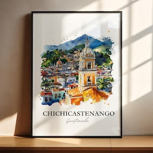 Chichicastenango Wall Art, Guatemala Print, Guatemala Watercolor Art, Chichicastenango Gift, Travel Print, Travel Poster, Housewarming Gift