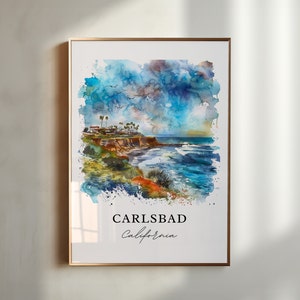 Carlsbad CA Wall Art, Carlsbad Print, San Diego Watercolor, Carlsbad California Gift, Travel Poster, Housewarming Gift
