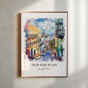 Old San Juan Wall Art, San Juan PR Print, Puerto Rico Watercolor Art, San Juan Gift, Travel Poster, Housewarming Gift
