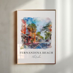 Fernandina Beach Art, Fernandina FL Print, Nassau County Watercolor, Fernandina Beach Gift, Travel Poster, Housewarming Gift