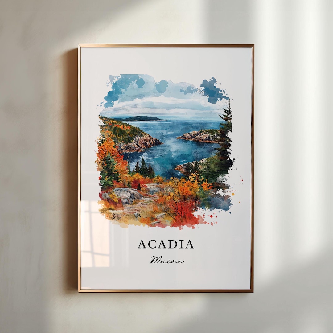 Acadia National Park Wall Art, Acadia Print, Acadia Maine Watercolor