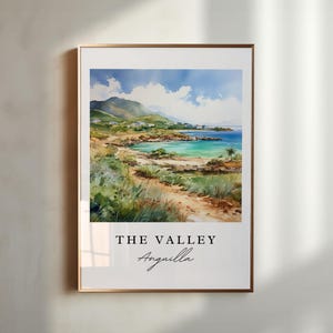The Valley Anguilla wall art - Anguilla, The Valley poster, Anguilla Wedding gift, Anguilla travel souvenir, Custom Text, Personalized Gift