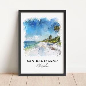 Sanibel Island Wandkunst, Sanibel Island Druck, Sanibel Island Aquarell, Sanibel Island Geschenk, Reiseposter, Housewarming Geschenk