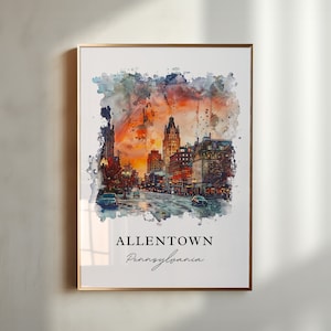 Allentown PA Wall Art, Allentown Print, Allentown PA Watercolor, Allentown Penn. Gift, Travel Poster, Housewarming Gift
