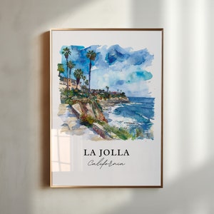 La Jolla Wall Art, La Jolla Print, La Jolla California Watercolor, La Jolla Gift, Travel Poster, Housewarming Gift