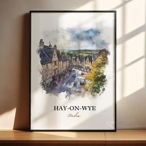 Hay-on-wye Wall Art, Wales Print, Wales Watercolor Art, Hay-on-wye Gift, Travel Print, Travel Poster, Housewarming Gift