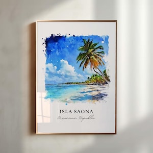 Isla Saona Wall Art, Isla Saona DR Print, Saona Island Watercolor Art, Saona Island Gift, Travel Poster, Housewarming Gift