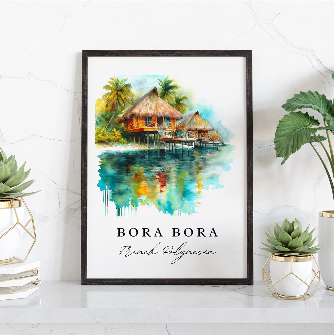 Bora Bora Traditional Travel Art French Polynesia, Bora Bora Print ...