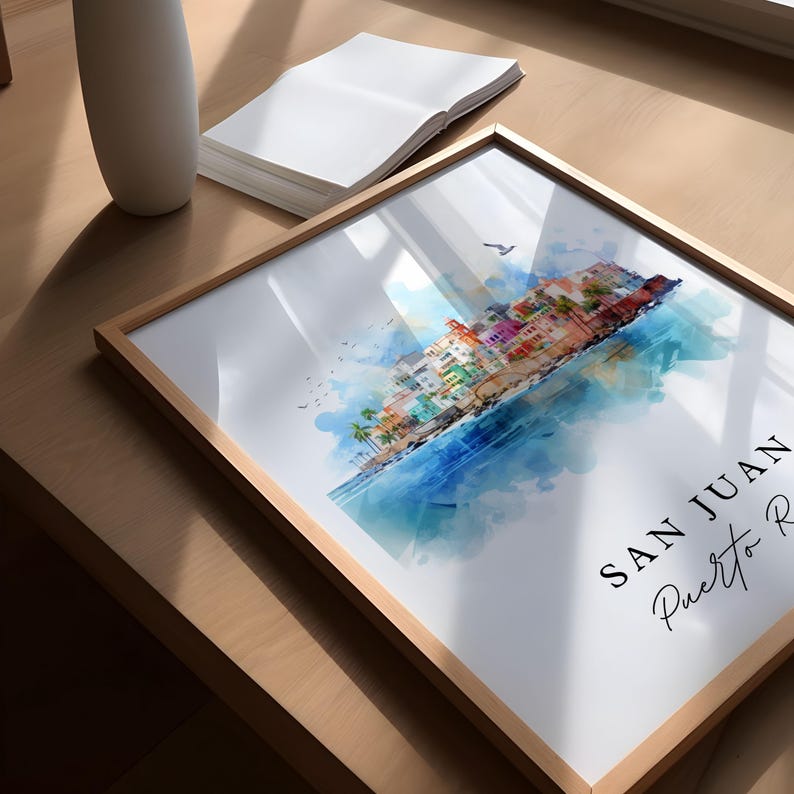 San Juan Puerto Rico Art Print – Colorful Cityscape Travel Poster image 3