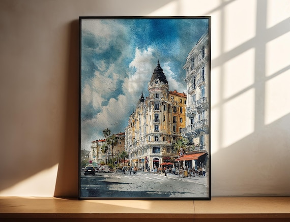 ニース（フランス）の水彩画プリント、南フランス旅行アート - Etsy 日本