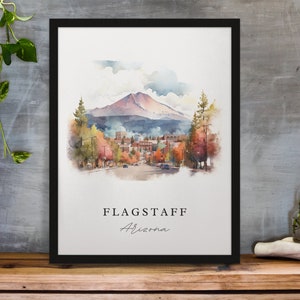 Flagstaff traditional travel art - Arizona, Flagstaff poster, Wedding gift, Birthday present, Custom Text, Personalized Gift