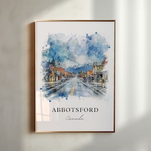 Arte mural de Abbotsford, Columbia Británica, impresión de Abbotsford, acuarela de Abbotsford, regalo de Abbotsford, impresión de viaje, póster de viaje