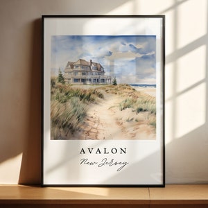 Avalon NJ wall art - New Jersey, Avalon Jersey Shore poster, Avalon NJ Wedding gift, Birthday present, Custom Text, Personalized Gift