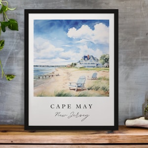 Cape May NJ wall art - Jersey Shore, Cape May poster, Wedding gift, Birthday present, Custom Text, Personalized Gift