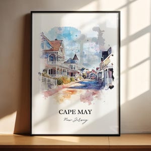 Cape May NJ Wall Art, Cape May Print, Jersey Shore Watercolor Art, Cape May Gift, Travel Print, Travel Poster, Housewarming Gift