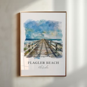 Flagler Beach Wall Art, Flagler Beach Print, Flagler Beach FL Watercolor, Flagler Beach Gift, Travel Poster, Housewarming Gift