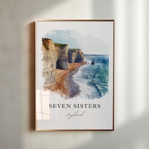 Seven Sisters Wall Art, East Sussex Print, Seven Sisters Cliffs Art, English Channel Gift, Travel Print, Travel Poster, Housewarming Gift
