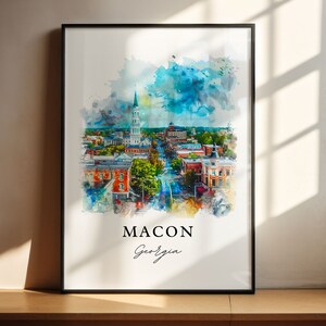 Sztuka Macon w Georgii, Druk Macon GA, Sztuka akwarelowa Macon, Prezent z Macon w Georgii, Plakat podróżniczy, Prezent na parapetówkę zdjęcie 4
