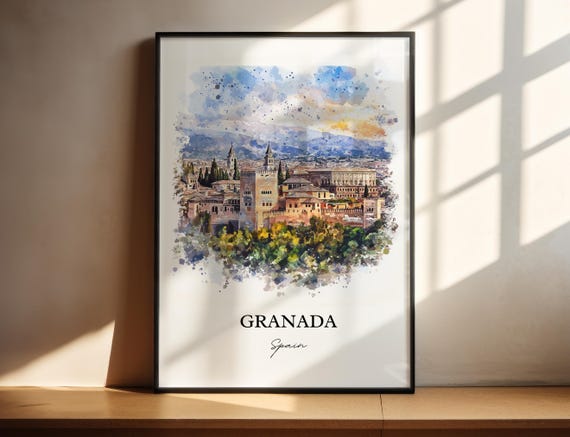 Granada Spain Wall Art, Granada Print, Spain Watercolor Art, Granada Spain Gift, Travel Print, Travel Poster, Housewarming Gift