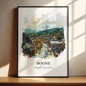Boone NC muurkunst, Watauga County print, North Carolina aquarel kunst, Boone NC cadeau, reizen print, reizen poster, housewarming cadeau