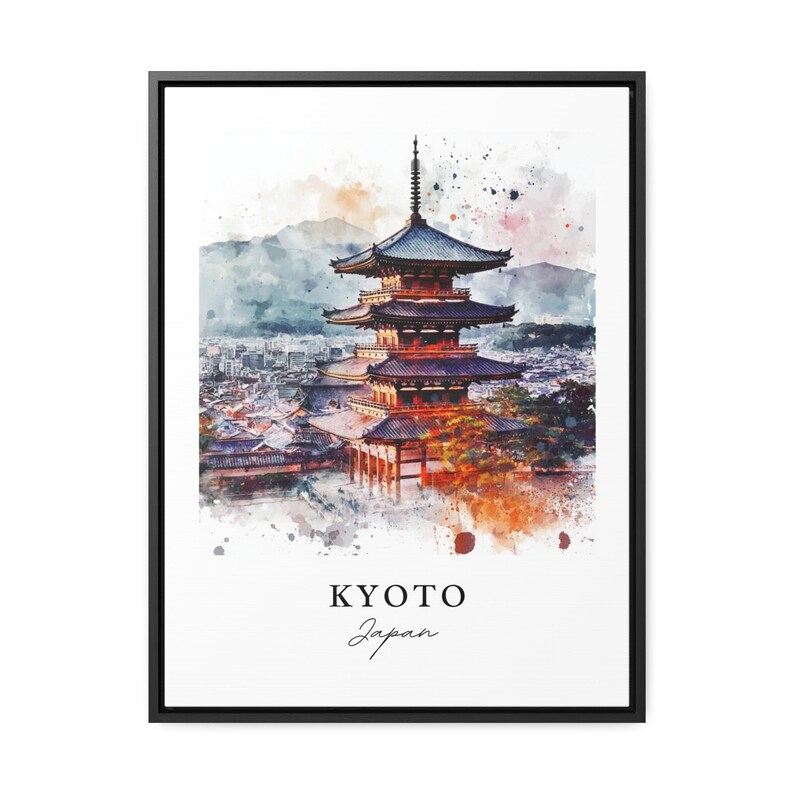 Sztuka ścienna z Kioto, wydruk z Kioto w Japonii, akwarela z Kioto, prezent z wyspy Honsiu w Japonii, plakat podróżniczy, prezent na parapetówkę zdjęcie 6