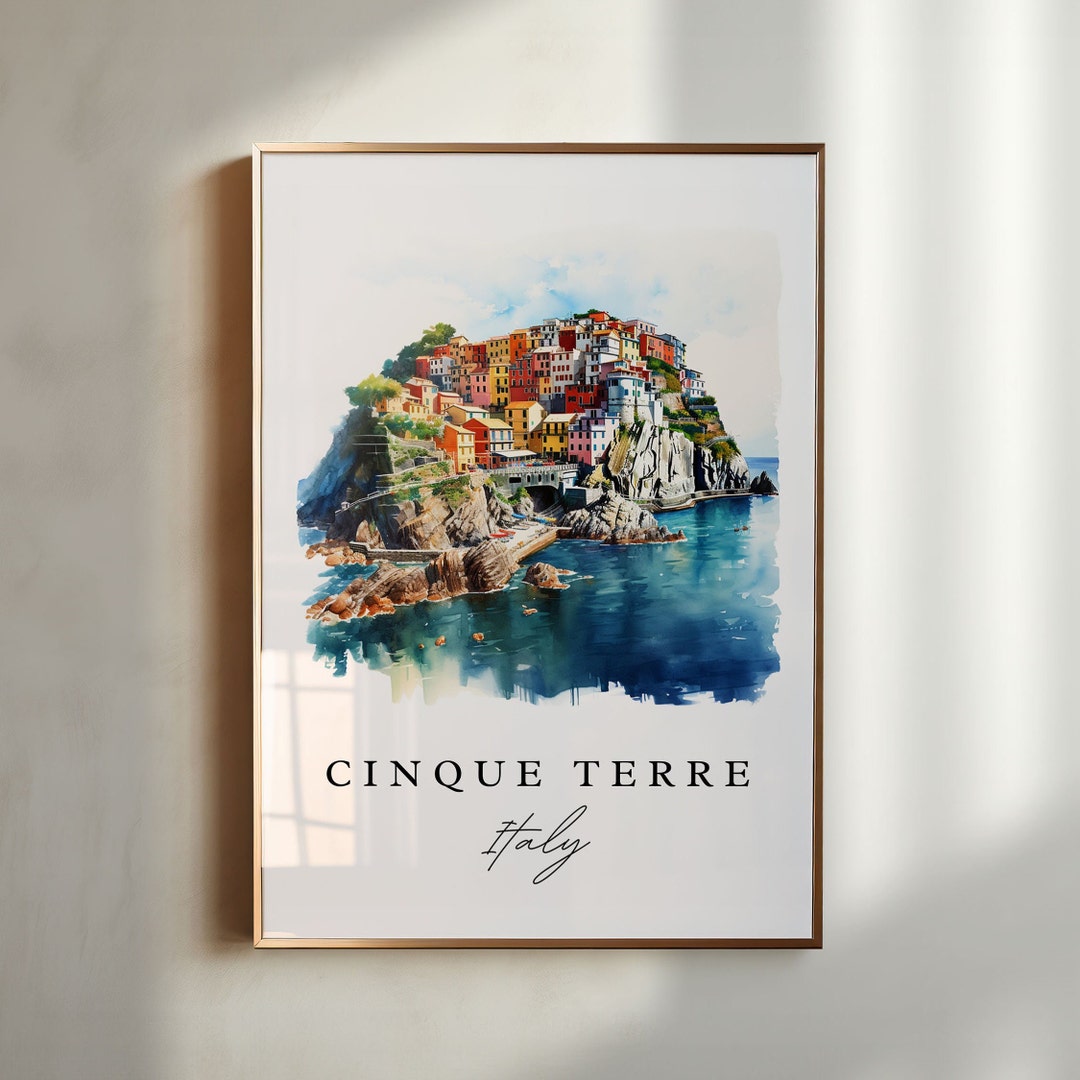 Cinque Terre Italy Art Print – Coastal Village Travel Poster - Etsy