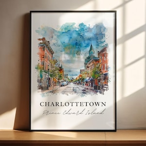 Charlottetown PEI Wall Art, Charlottetown Print, Prince Edwards Island Watercolor, Charlottetown Gift, Travel Print, Housewarming Gift