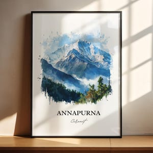 Annapurna Circuit Wall Art, Central Nepal Print, Nepal Watercolor, Annapurna Circuit Gift, Travel Print, Travel Poster, Housewarming Gift