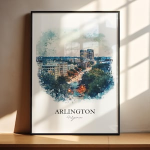 Arlington VA Wall Art, Arlington VA Print, Washington DC Watercolor, Arlington Virginia Gift, Travel Print, Travel Poster, Housewarming Gift