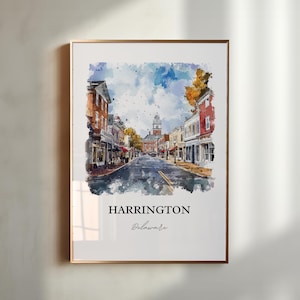 Harrington Delaware Art, Harrington DE Print, Delaware Watercolor Art, Harrington DE Gift, Travel Print, Travel Poster, Housewarming Gift
