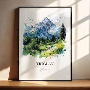 Triglav Wall Art, Triglav Slovenia Print, Julian Alps Watercolor Art, Triglav Gift, Travel Print, Travel Poster, Housewarming Gift