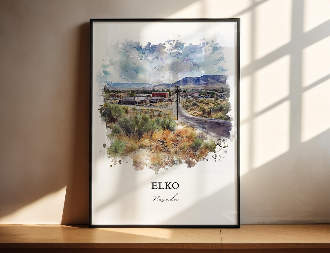 Elko Nevada Wall Art, Elko NV Print, Nevada Watercolor Art, Elko NV ...