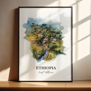 Ethiopia Wall Art, Ethiopia Country Print, Ethiopia Watercolor Art, Ethiopia Gift, Travel Print, Travel Poster, Housewarming Gift