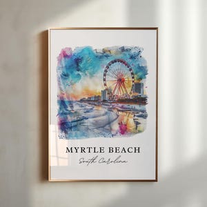 Myrtle Beach SC Art, Myrtle Beach Print, Myrtle Beach Watercolor Art, Horry County SC Gift, Travel Poster, Housewarming Gift