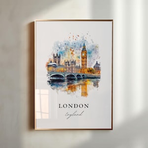 London England Wall Art, London Print, Big Ben Watercolor Art, London UK Art Gift, Travel Poster, Housewarming Gift