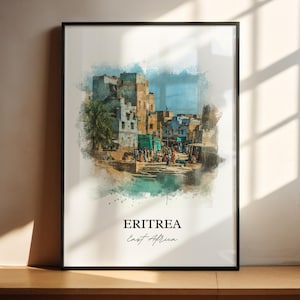 Eritrea Wall Art, Eritrea Print, Eritrea Watercolor Art, Eritrea Africa Gift, Travel Print, Travel Poster, Housewarming Gift