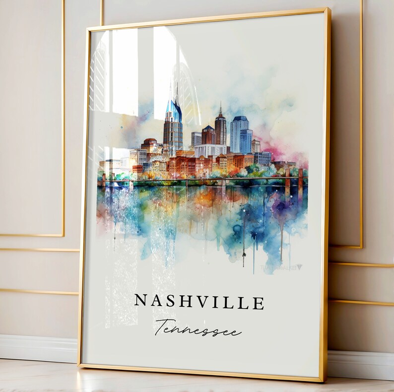 Nashville traditional travel art - Tennessee, Nashville poster, Wedding gift, Birthday present, Custom Text, Personalized Gift image 4