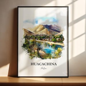 Huacachina Wall Art, Ica Peru Print, Peru Watercolor Art, Huacachina Peru Gift, Travel Print, Travel Poster, Housewarming Gift