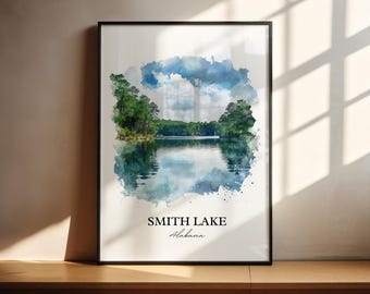 Smith Lake AL Wall Art, Haleyville Print, Alabama Watercolor Art, Smith Lake Alabama Gift, Travel Print, Travel Poster, Housewarming Gift