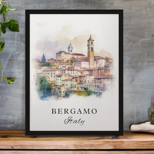 Bergamo Italia arte murale - Italia, poster di Bergamo, regalo di nozze di Bergamo, regalo di compleanno, testo personalizzato, regalo personalizzato
