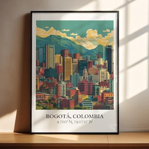 Bogotá Art, Bogotá Retro Travel Art, Bogotá Colombia Home Decor, Colombia Gift, Colombia Travel Art, Travel Prints, Housewarming Gift
