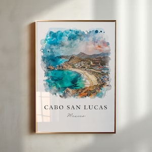 Cabo San Lucas Wall Art, Cabo MX Print, Cabo Watercolor Artwork, Cabo Mexico Gift, Travel Poster, Housewarming Gift