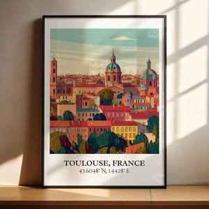Toulouse France Art, Toulouse Retro Travel Art, Toulouse France Decor, France Gift, France Travel Art, Travel Prints, Housewarming Gift