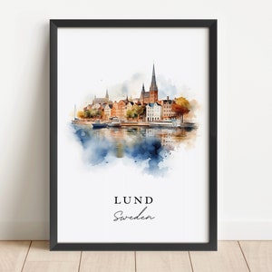 Arte mural de Lund, Suecia - Suecia, póster de Lund, regalo de boda en Lund, Suecia, regalo de cumpleaños, texto personalizado, regalo personalizado