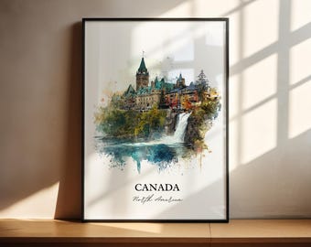 Canada Wall Art, Canada Print, Canada Watercolor Art, Canada Country Gift, Travel Print, Travel Poster, Housewarming Gift