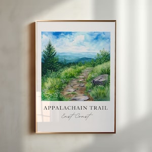Appalachian Trail art - East Coast, Appalachian Mtn print, Appalachian Mountain Wedding gift, Birthday present, Custom Text, Perfect Gift