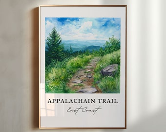 Appalachian Trail art - East Coast, Appalachian Mtn print, Appalachian Mountain Wedding gift, Birthday present, Custom Text, Perfect Gift