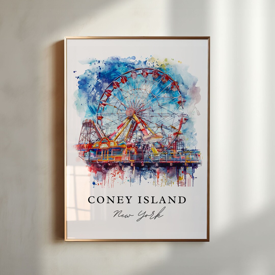 Coney Island Art Print, Coney Island Print, Brooklyn Wall Art, Coney Island NY Gift, Travel ...