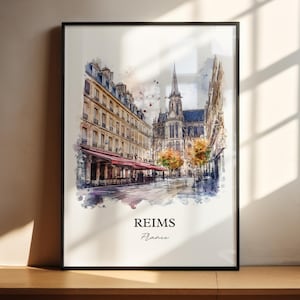 Reims France Wall Art, Grand Est Region Print, France Watercolor Art, Reims France Gift, Travel Print, Travel Poster, Housewarming Gift