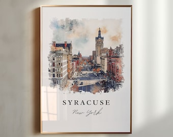 Syracuse NY – grafika ścienna – Nowy Jork, wydruk Syracuse, prezent ślubny Syracuse, prezent urodzinowy, spersonalizowany tekst, idealny prezent